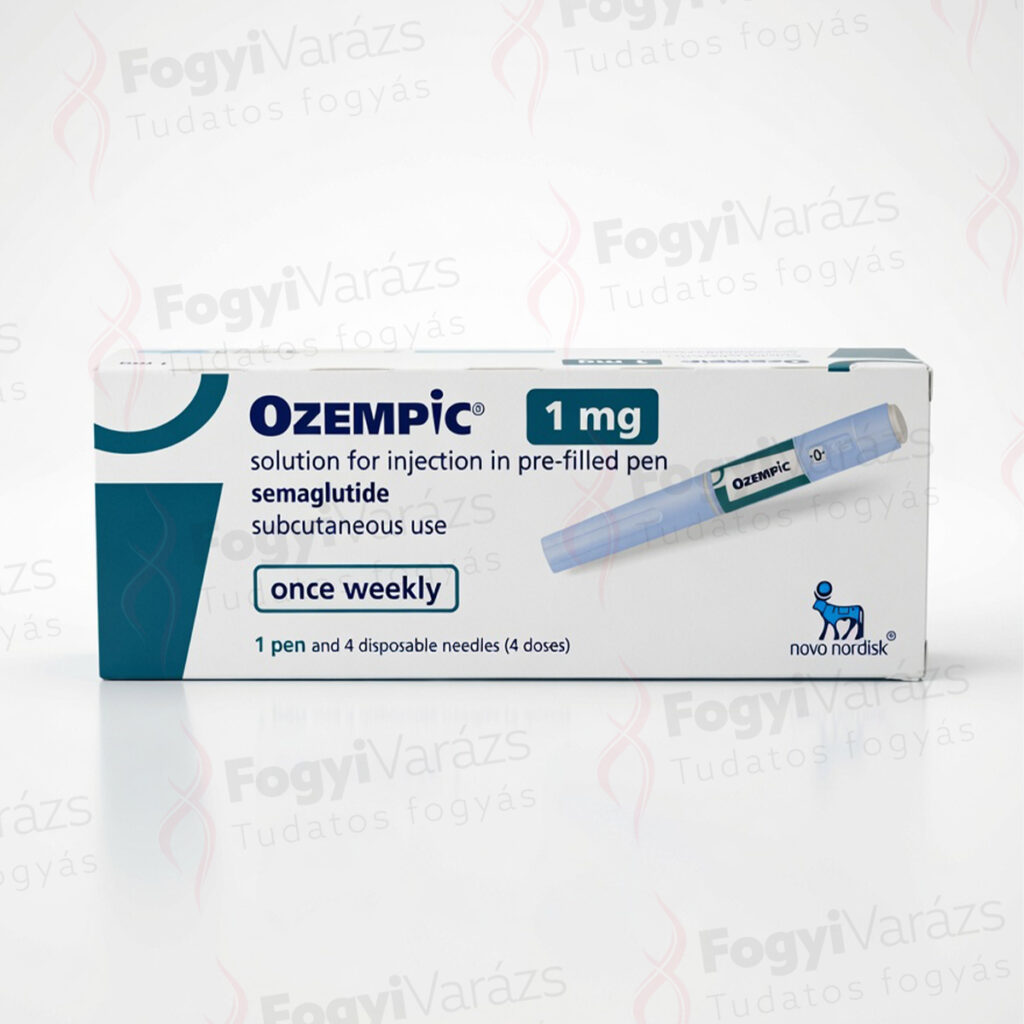 Ozempic rendelés témájú termékfotó, amelyen az Ozempic 1 mg dobozos kiszerelése látható fehér háttéren.